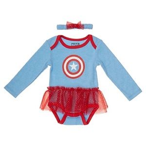 Captain America Tutu Bodysuit and Headband Set